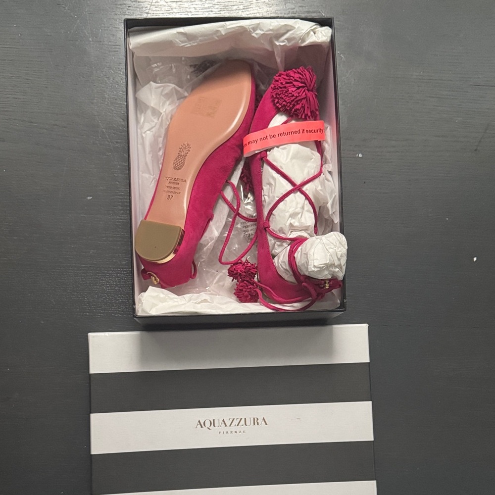 Aquazzura Fuchsia Lace-Up Heels